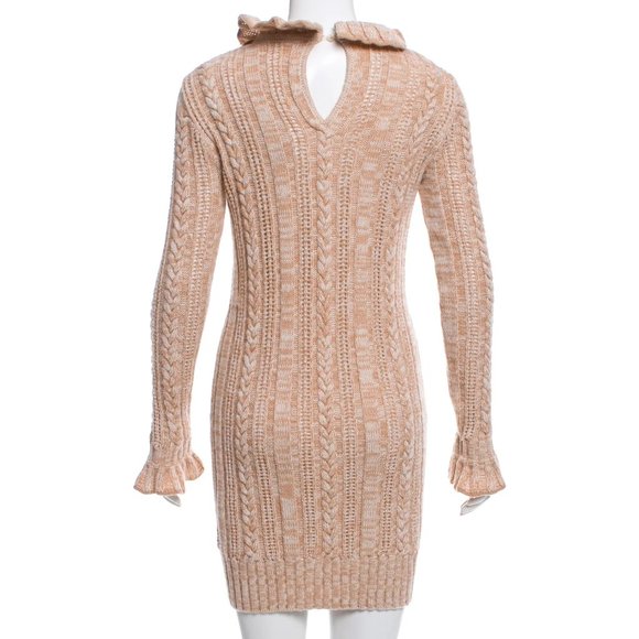 PHILOSOPHY DI LORENZO SERAFINI Wool Cable Knit Mini Dress Size: M - Picture 3 of 11